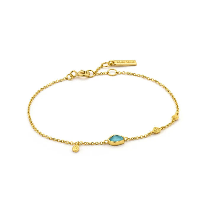 Turquoise Discs Bracelet - Gold