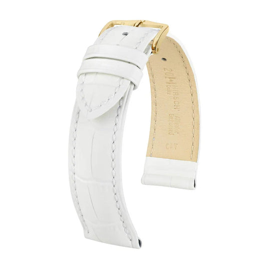 Duke White Alligator Embossed Leather Watch Band