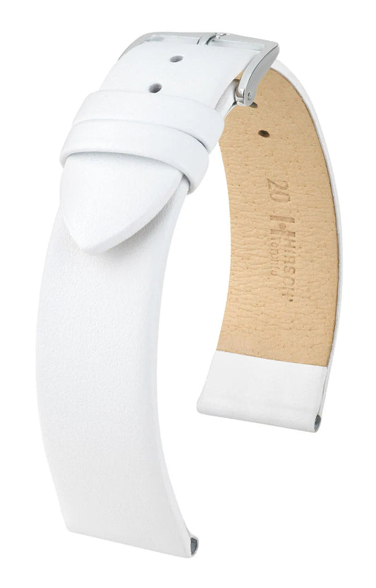 Hirsch Toronto Medium Gold Buckle White Leather Band